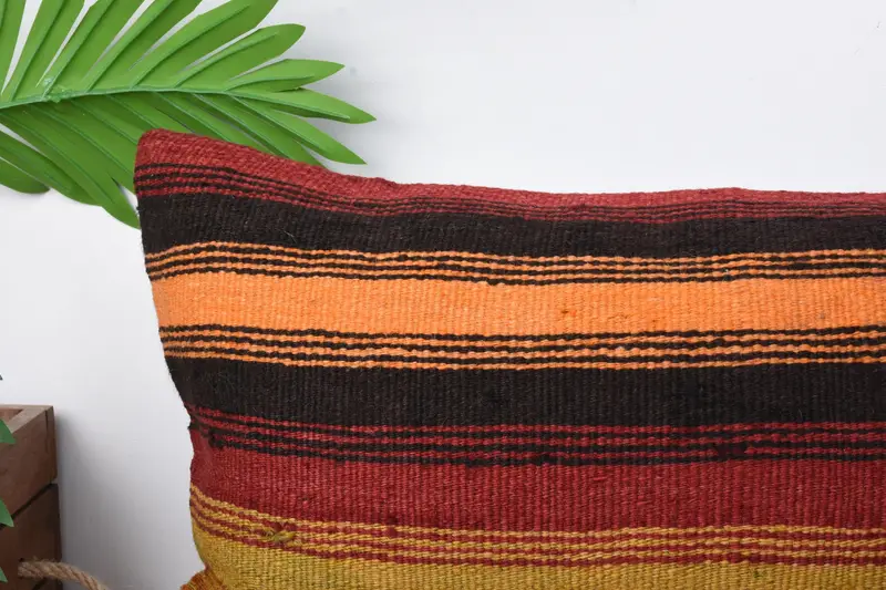Boho Pillow Sham Cover, Personalized Gift Pillow Cushion Cover, Vintage Kilim Throw Pillow, Pillow, 12x24 Yellow Cushion, Boho Pillow - 2