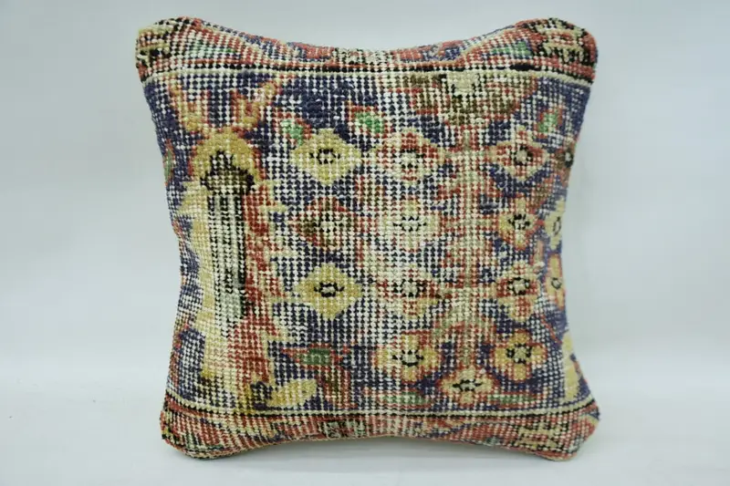 Kilim Pillow, Throw Kilim Pillow, Pastel Pillow Sham, 12x12 Beige Cushion Cover, Cushion, Pillow for Sofa, Aesthetic Pillow Sham, Art Deco Cushion - 4