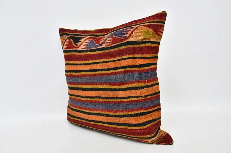 Boho Pillow, 20x20 Red Cushion, Throw Kilim Pillow, Turkish Pillow, Outdoor Throw Pillow, Nautical Throw Pillow Cover, Pillow Case - 4
