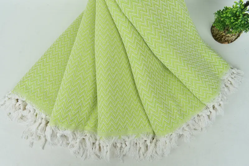 Organic Beach Blanket, Turkish Bedcover, Bedspread, Halloween Blanket, Housewarming Gift, Christmas Gift, 76x64 Cotton Zig zag Towel, Wedding Favors - 4