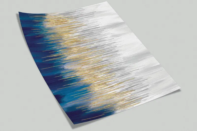 Wallpaper Patent, Golden Lines Digital Paper, Gold Wall Paper, Modern Paper Craft, Navy Blue And Gold Mural, 3D Wall Mural, - 6