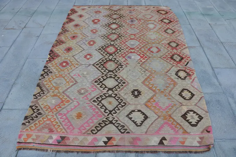 Yeşil, Kırmızı Ombré Halı, 5,3x8,2 ft