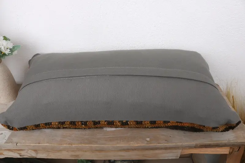 12x24 Brown Pillow, Accent Throw Cushion Cover, Bed Cushion Case, Ethnical Kilim Rug Pillow, Antique Pillows, Cushion, Handmade Kilim Cushion - 7