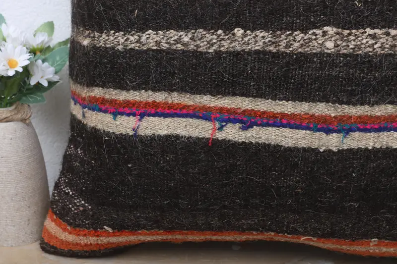 Gift Pillow, Handmade Kilim Cushion, 18x18 Brown Cushion Case, Turkish Bench Cushion Cover, Pillow Cover, Interior Designer Pillow - 3