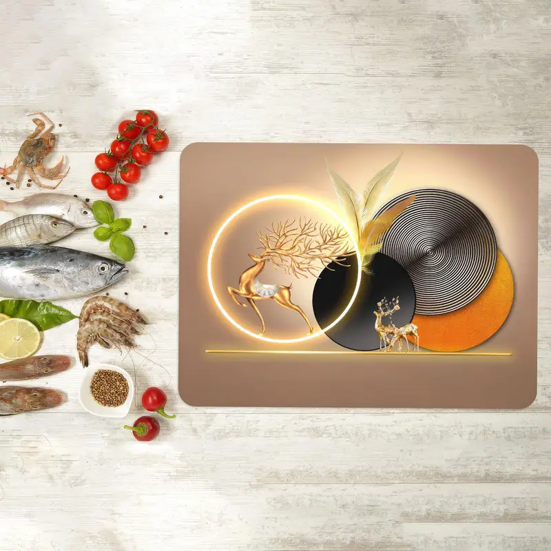 Altın Soyut Geyik Cam Kesme Tahtası, Modern Mutfağın Temeli