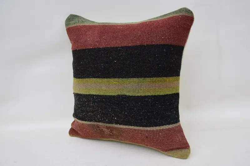 Pillow Sham, Muted Pillow Case, Kilim Pillow Cover, Turkish Pillow, 12x12 Brown Cushion Case, Handmade Kilim Cushion, Floor Pillow Case - 3