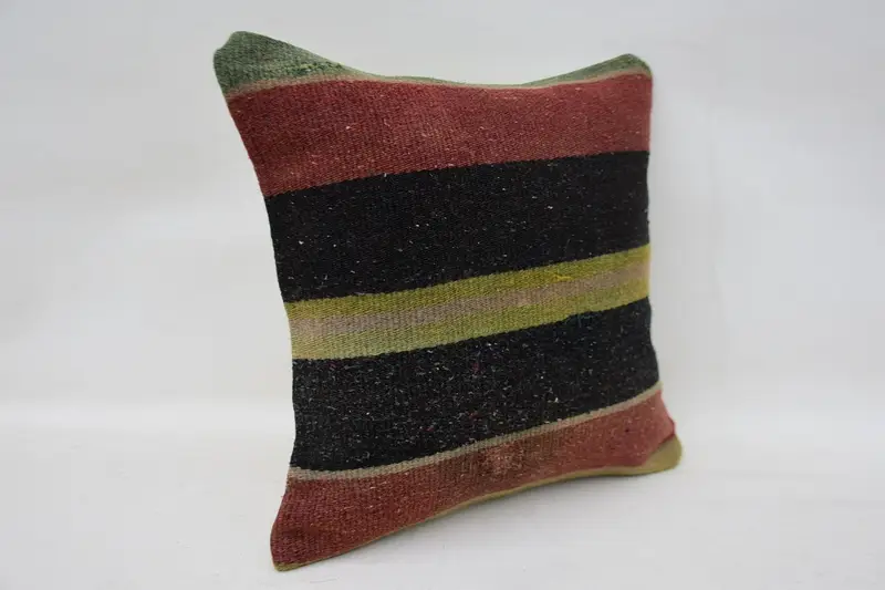Pillow Sham, Muted Pillow Case, Kilim Pillow Cover, Turkish Pillow, 12x12 Brown Cushion Case, Handmade Kilim Cushion, Floor Pillow Case - 2
