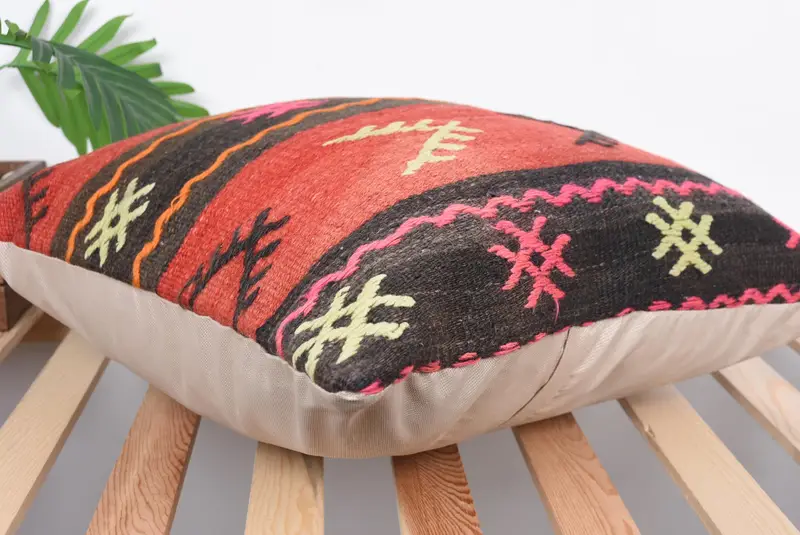 Home Decor Pillow, Pillow Cover, Kilim Pillow, Toss Pillow, Handwoven Pillow Cover Cushion Cover, 20x20 Red Pillow, Kilim Pillow Cover - 6