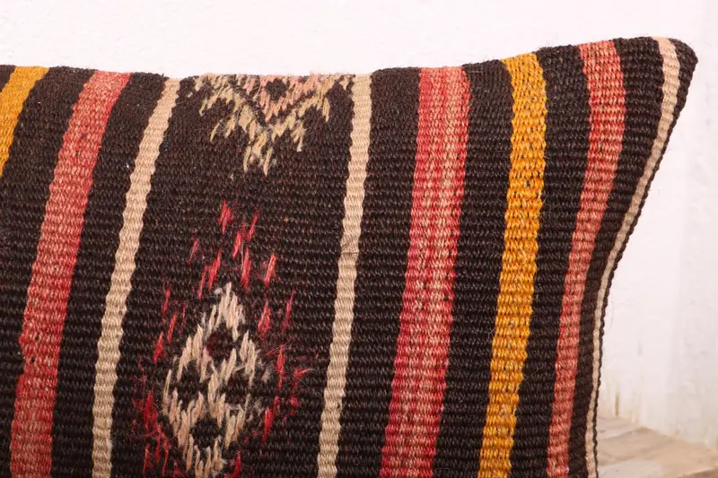 Aesthetic Cushion, 12x24 Orange Pillow Sham, Ethnical Kilim Rug Pillow, Gift Pillow, Pillow Sham, Interior Designer Pillow - 5