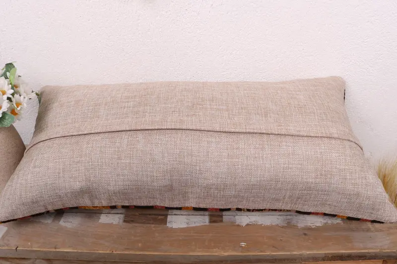Aesthetic Cushion, 12x24 Orange Pillow Sham, Ethnical Kilim Rug Pillow, Gift Pillow, Pillow Sham, Interior Designer Pillow - 7