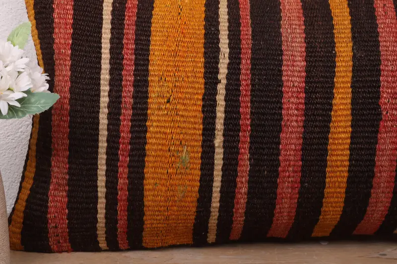 Aesthetic Cushion, 12x24 Orange Pillow Sham, Ethnical Kilim Rug Pillow, Gift Pillow, Pillow Sham, Interior Designer Pillow - 3