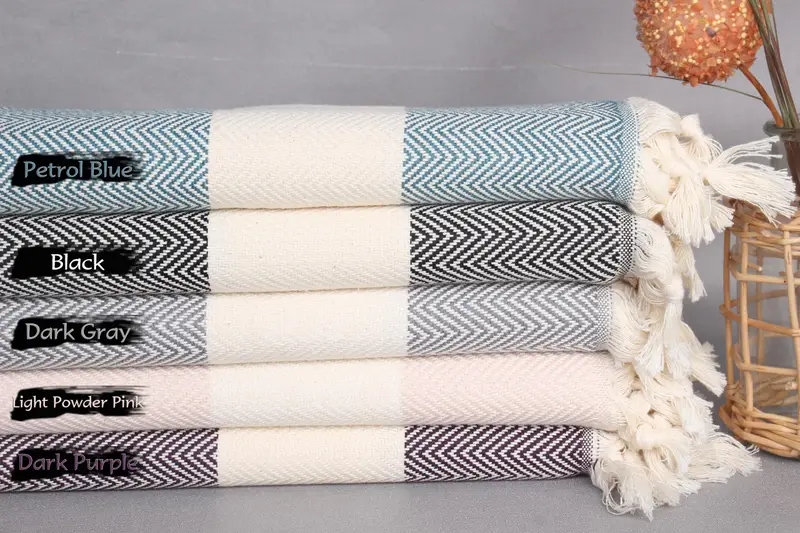 36x18 Cotton Herringbone Towel, Monogrammed Hand Towel, Monogram Towels, Personalized Hand Towel, Home Gift, Beach Wedding Favor, Turkish Tea Towel - 2