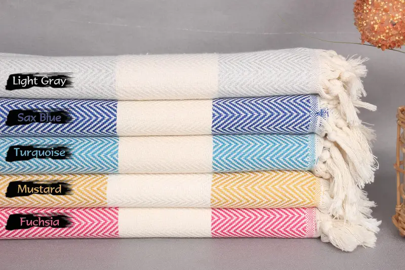 36x18 Cotton Herringbone Towel, Monogrammed Hand Towel, Monogram Towels, Personalized Hand Towel, Home Gift, Beach Wedding Favor, Turkish Tea Towel - 1