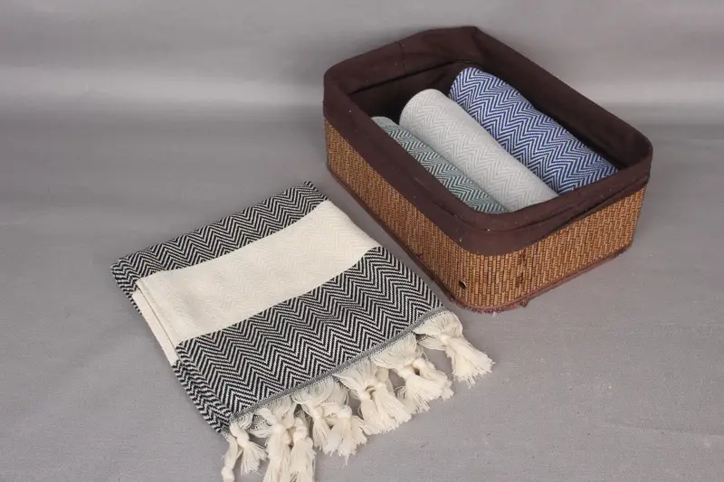 36x18 Cotton Herringbone Towel, Monogrammed Hand Towel, Monogram Towels, Personalized Hand Towel, Home Gift, Beach Wedding Favor, Turkish Tea Towel - 7