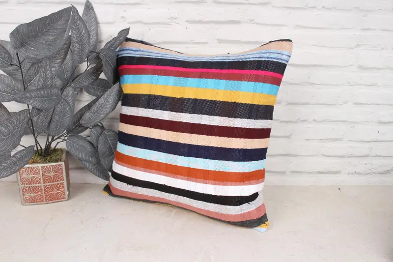 Home Decor Pillow, Boho Pillow Sham Cover, Personalized Gift Pillow Cushion Cover, Kilim Pillow Cover, 18x18 Blue Pillow Case, Cushion Case - 4