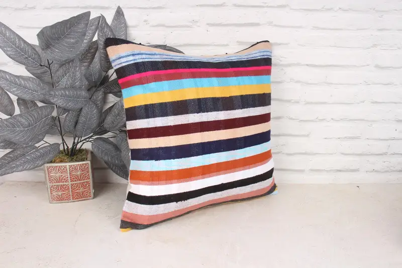 Home Decor Pillow, Boho Pillow Sham Cover, Personalized Gift Pillow Cushion Cover, Kilim Pillow Cover, 18x18 Blue Pillow Case, Cushion Case - 3