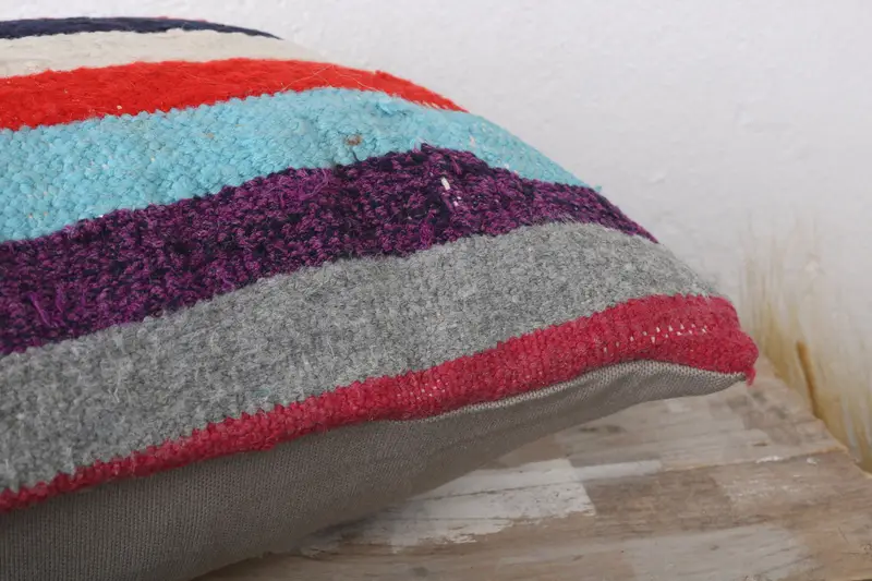 Cotton Cushion Case, Luxury Pillow Cover, Throw Kilim Pillow, 12x24 Rainbow Cushion Cover, Pillow Cover, Turkish Kilim Pillow, Kilim Pillow - 6