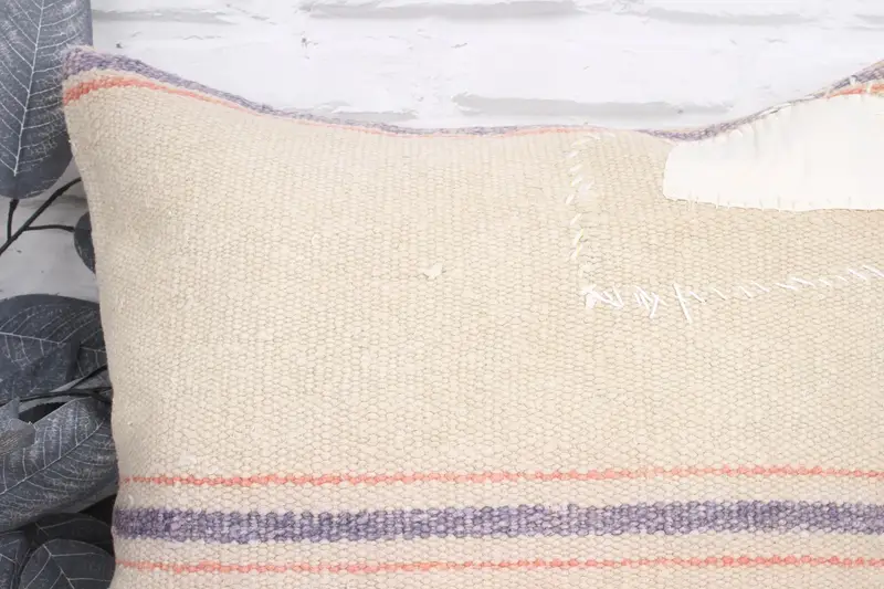 18x18 Beige Cushion Cover, Pillow Sham, Christmas Pillow Case, Throw Kilim Pillow, Floor Pillow Cover, Handmade Kilim Cushion, Home Decor Pillow - 2