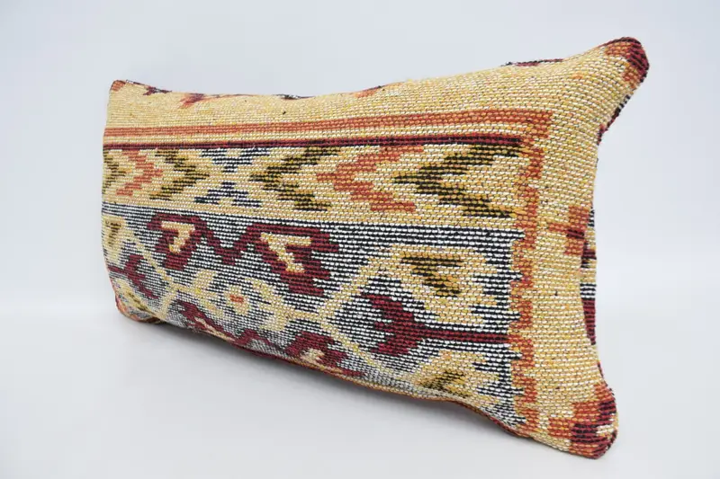 Office Chair Pillow Sham, Home Decor Pillow, 12x24 Yellow Pillow Sham, Rustic Cushion, Pillow Case, Kilim Cushion Sham, Vintage Kilim Pillow - 4