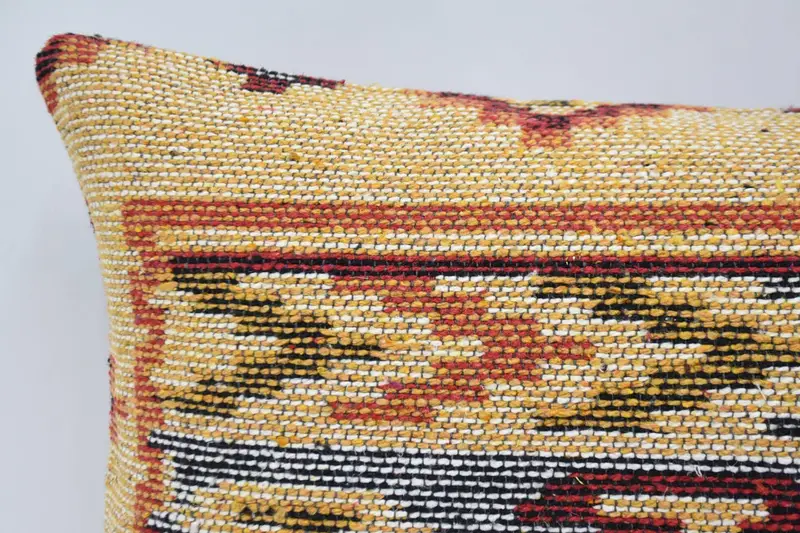 Office Chair Pillow Sham, Home Decor Pillow, 12x24 Yellow Pillow Sham, Rustic Cushion, Pillow Case, Kilim Cushion Sham, Vintage Kilim Pillow - 2