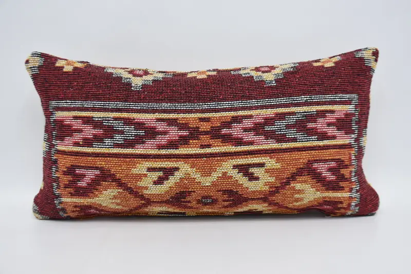 Office Chair Pillow Sham, Home Decor Pillow, 12x24 Yellow Pillow Sham, Rustic Cushion, Pillow Case, Kilim Cushion Sham, Vintage Kilim Pillow - 5