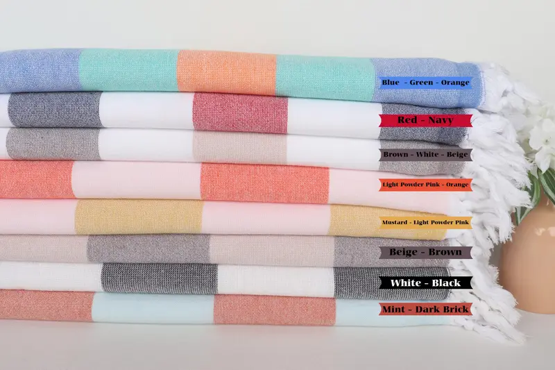 Bridesmaid Gift, Home Decor Gifts, Handwoven Turkish Towel, Gift For Wedding Day, Memorial Gift, Best Friend Gift, 64x36 Cotton Striped Terry Towel - 2