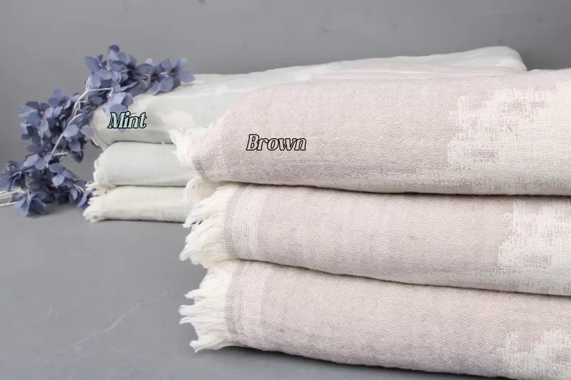 83x91 Cotton Blanket, Beige, Camouflage Pattern, Organic/Recycled