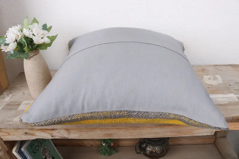Home Decor Pillow, 16x16 Yellow Cushion Case, Nomadic Pillow, Pillow Case, Vintage Kilim Throw Pillow, Antique Pillows, Bolster Pillow Sham - 7