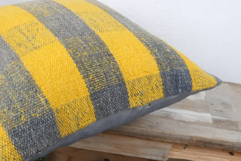 Home Decor Pillow, 16x16 Yellow Cushion Case, Nomadic Pillow, Pillow Case, Vintage Kilim Throw Pillow, Antique Pillows, Bolster Pillow Sham - 6