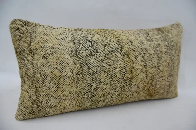 Vintage Pillow, Ethnical Kilim Rug Pillow, Cushion Cover, Pillow for Couch, 12x24 Beige Cushion Cover, Decorative Bolster Pillow Cover - 2