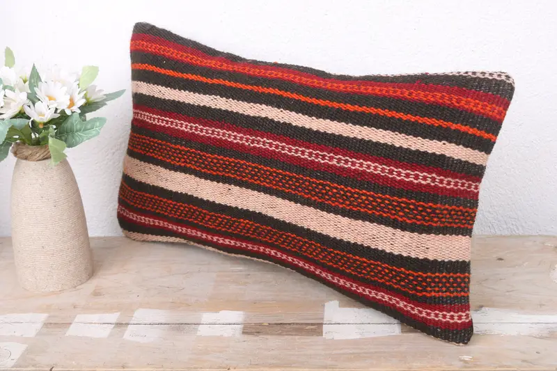 Outdoor Patio Pillow, 8x16 Red Pillow Cover, Cushion, Handmade Rug Seat Cushion Case, Pillow for Couch, Pet Pillow, Kilim Pillow, Antique Pillows - 4