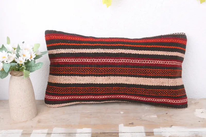 Outdoor Patio Pillow, 8x16 Red Pillow Cover, Cushion, Handmade Rug Seat Cushion Case, Pillow for Couch, Pet Pillow, Kilim Pillow, Antique Pillows - 2