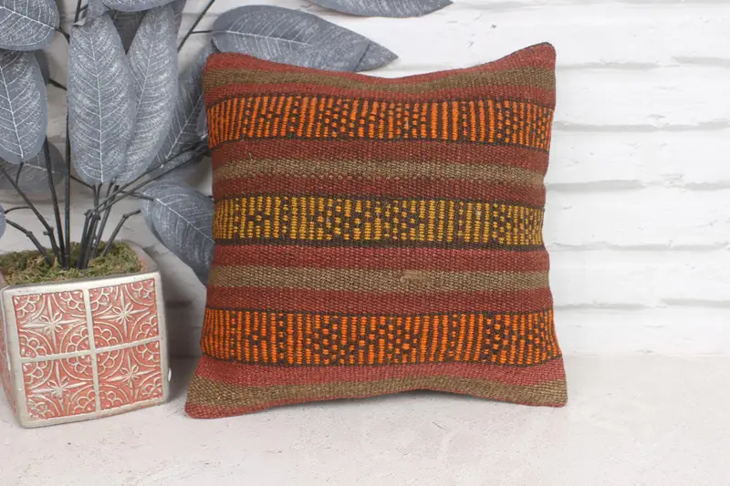 Boho Pillow Sham Cover, Ethnic Pillow Case, 12x12 Brown Pillow, Pillow Case, Southwestern Cushion, Boho Pillow, Gift Pillow, Sofa Pillow - 1