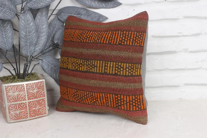 Boho Pillow Sham Cover, Ethnic Pillow Case, 12x12 Brown Pillow, Pillow Case, Southwestern Cushion, Boho Pillow, Gift Pillow, Sofa Pillow - 3