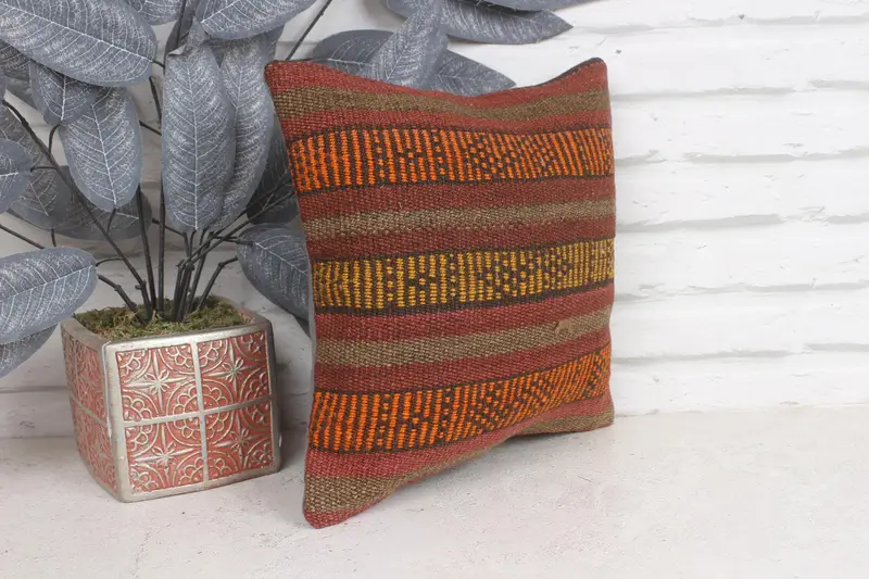 Boho Pillow Sham Cover, Ethnic Pillow Case, 12x12 Brown Pillow, Pillow Case, Southwestern Cushion, Boho Pillow, Gift Pillow, Sofa Pillow - 4