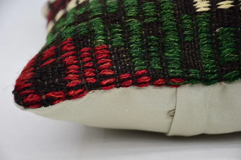 Throw Kilim Pillow, Boho Chic Pillow Cover, Cushion Case, Handmade Pillow Sham, Turkish Kilim Pillow, 12x12 Green Pillow Sham, Antique Pillows - 4