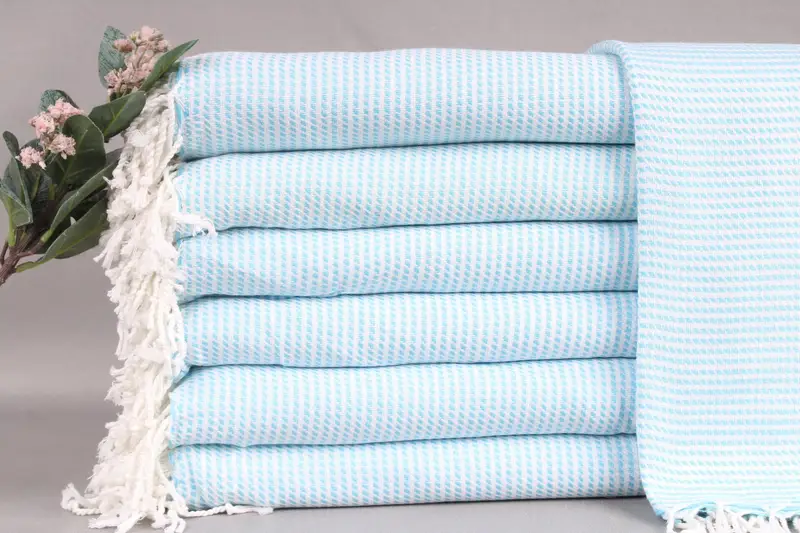 Beach Towel Monogrammed Turquoise Polka Dot, Turkish Cotton, 40x67 Inches