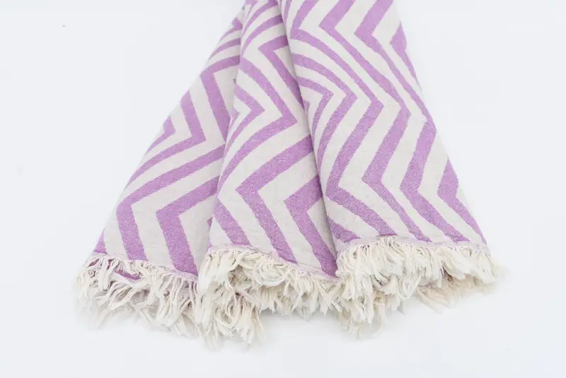 Memorial Gift, Quick-Dry Beach Towel, Custom Gift, Turkish bath towel, Beach Bachelorette Party Decorations, 70x40 Cotton Zigzag Design Towel - 2