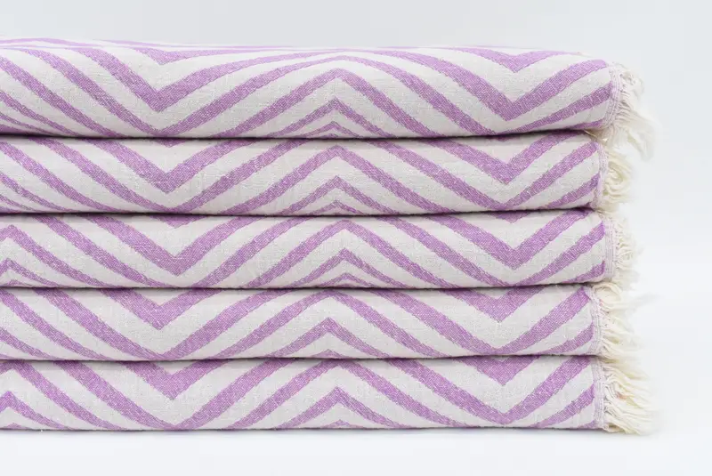 Memorial Gift, Quick-Dry Beach Towel, Custom Gift, Turkish bath towel, Beach Bachelorette Party Decorations, 70x40 Cotton Zigzag Design Towel - 1