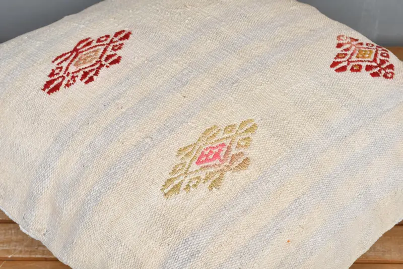 Pillow, Pattern Throw Pillow Sham, Home Decor Pillow, Vintage Pillow, Handmade Kilim Cushion, 24x24 Beige Cushion, Pet Cushion Cover - 3