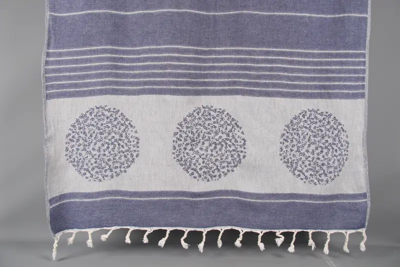 Turkish Beach Towel Personalized Navy Patterned, 38x60 Inches