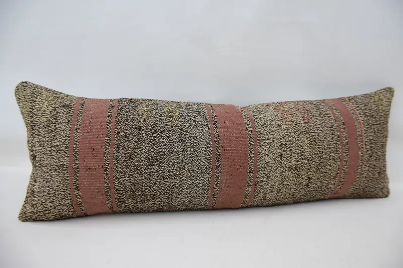 Farmhouse Cushion Case, Pillow Sham, Gift Pillow, Boho Pillow, Ethnical Kilim Rug Pillow, 12x36 Beige Pillow Case, Bohemian Cushion Pillow - 3