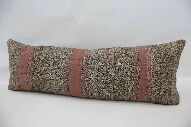 Farmhouse Cushion Case, Pillow Sham, Gift Pillow, Boho Pillow, Ethnical Kilim Rug Pillow, 12x36 Beige Pillow Case, Bohemian Cushion Pillow - 5