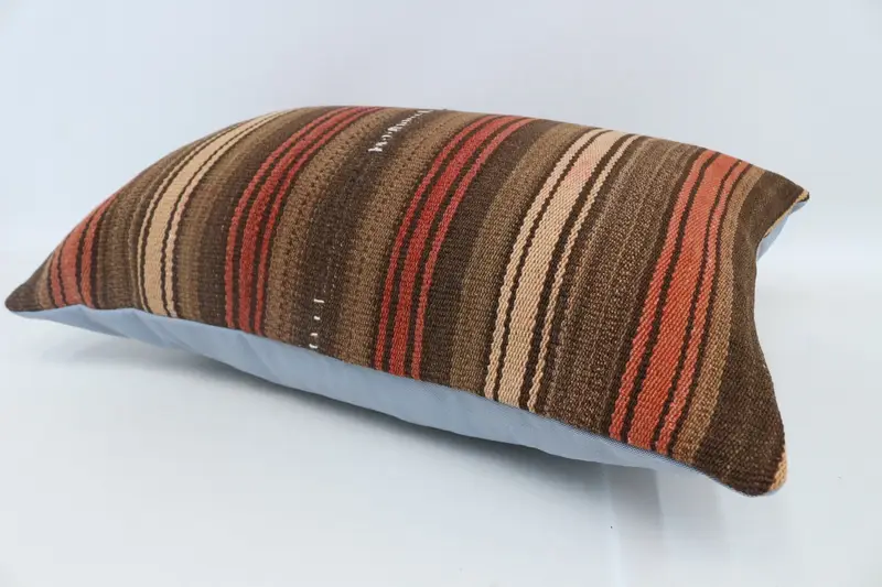 Gift Pillow, Couch Cushion Case, 20x28 Brown Pillow, Cushion Case, Wool Kilim Pillow Cushion Cover, Kilim Pillow, Pillow for Couch - 6