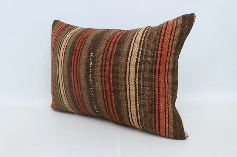 Gift Pillow, Couch Cushion Case, 20x28 Brown Pillow, Cushion Case, Wool Kilim Pillow Cushion Cover, Kilim Pillow, Pillow for Couch - 4