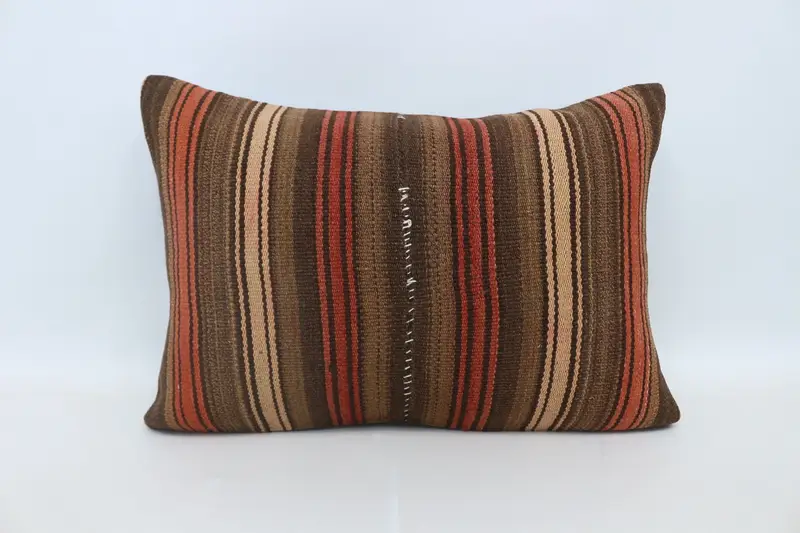 Gift Pillow, Couch Cushion Case, 20x28 Brown Pillow, Cushion Case, Wool Kilim Pillow Cushion Cover, Kilim Pillow, Pillow for Couch - 1