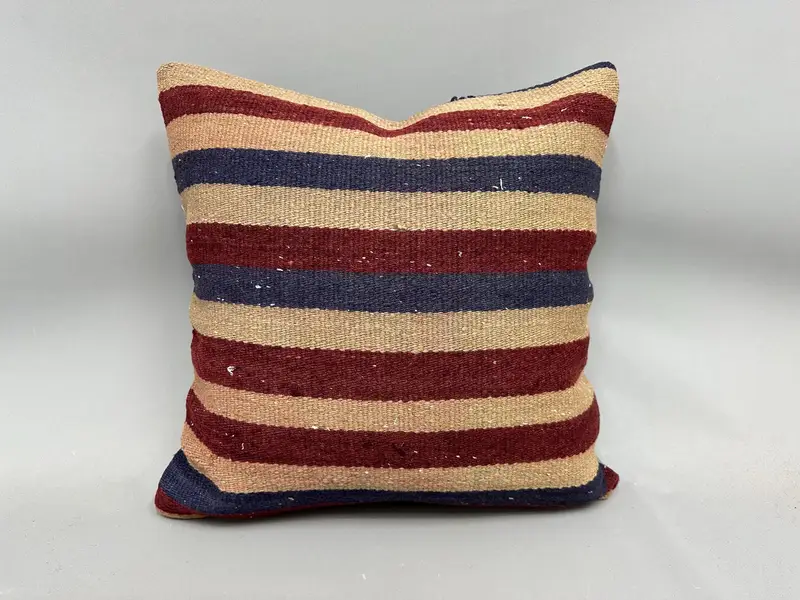 20x20 Beige Pillow Case, Turkish Pillow, Kilim Pillow, Neutral Cushion Case, Knitted Cushion, Ethnical Kilim Rug Pillow, Cushion Cover - 4