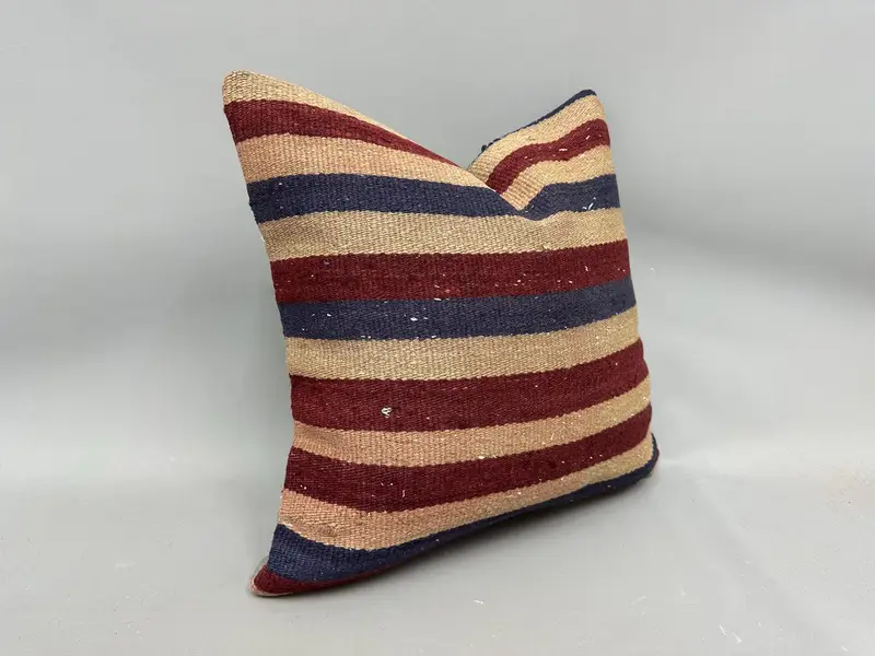 20x20 Beige Pillow Case, Turkish Pillow, Kilim Pillow, Neutral Cushion Case, Knitted Cushion, Ethnical Kilim Rug Pillow, Cushion Cover - 2
