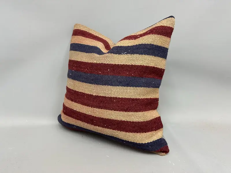 20x20 Beige Pillow Case, Turkish Pillow, Kilim Pillow, Neutral Cushion Case, Knitted Cushion, Ethnical Kilim Rug Pillow, Cushion Cover - 3