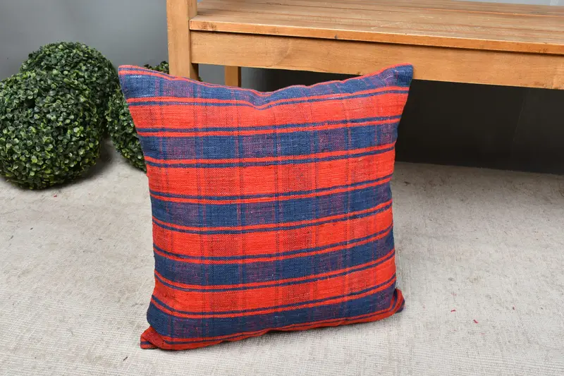 Vintage Pillow, Antique Pillows, Gift Pillow, Cushion Case, Vintage Throw Pillow, 18x18 Red Cushion Cover, Neutral Throw Pillow - 7